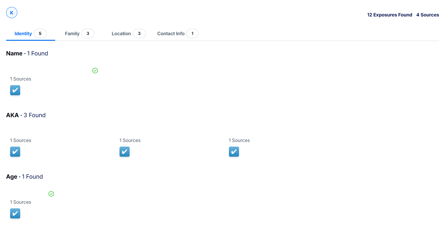 Privacy Bee Active Exposures tab