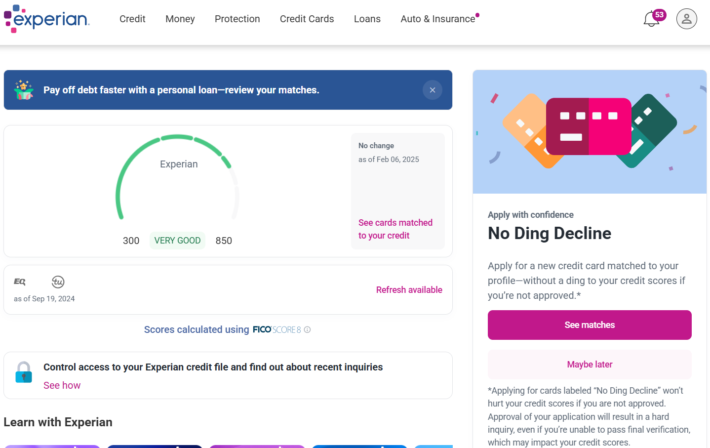 Experian IdentityWorks main dashboard