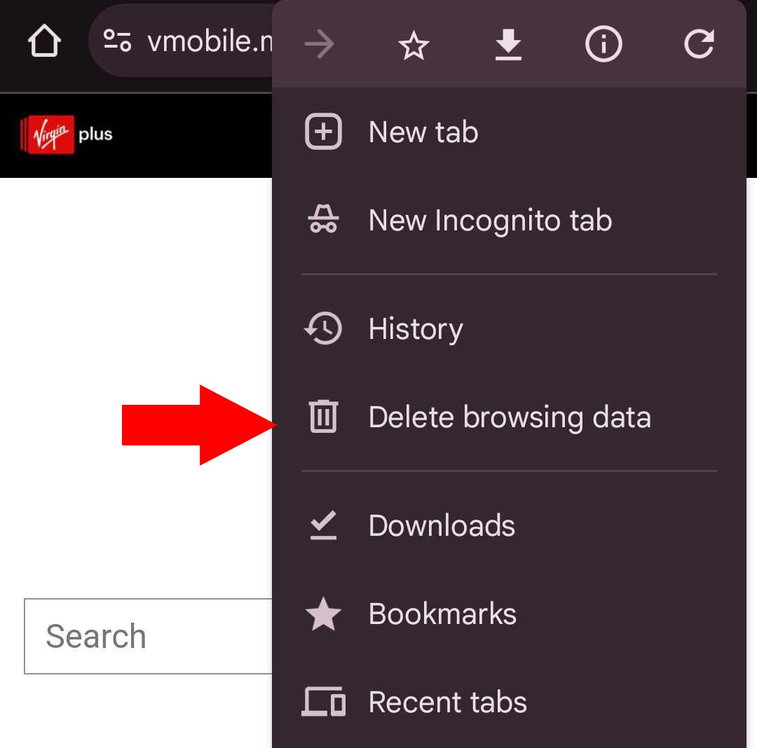 Delete Chrome browsing data button on Android