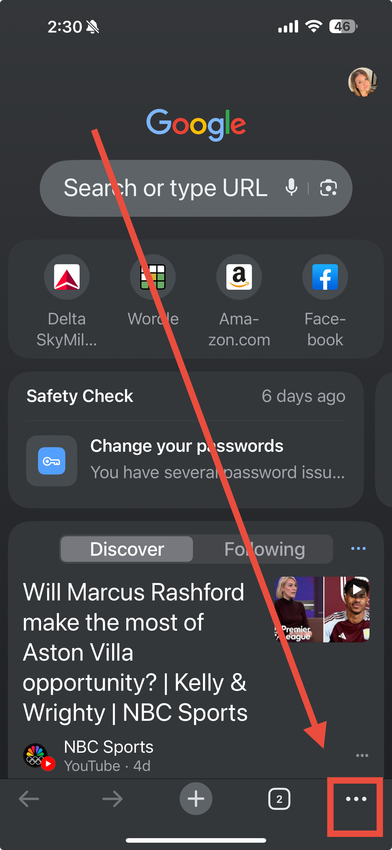 Disable or enable Chrome pop-ups on iPhone step 1