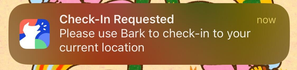 Push alert from Bark requesting a check in