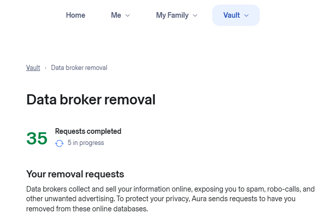 Aura data broker removals