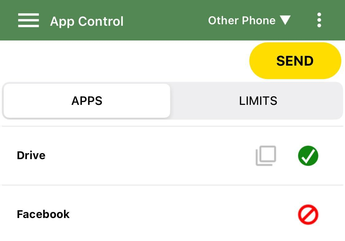 MMGuardian app control tab 