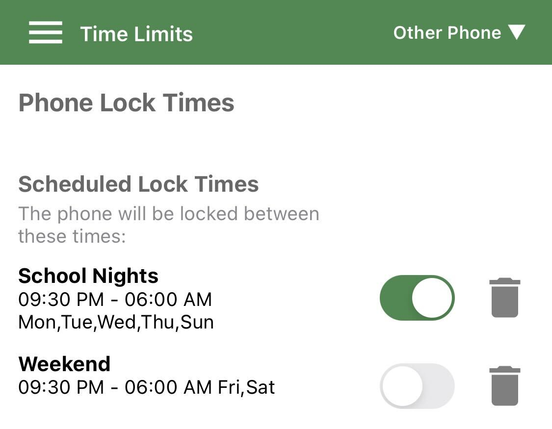 MMGuardian phone lock time settings