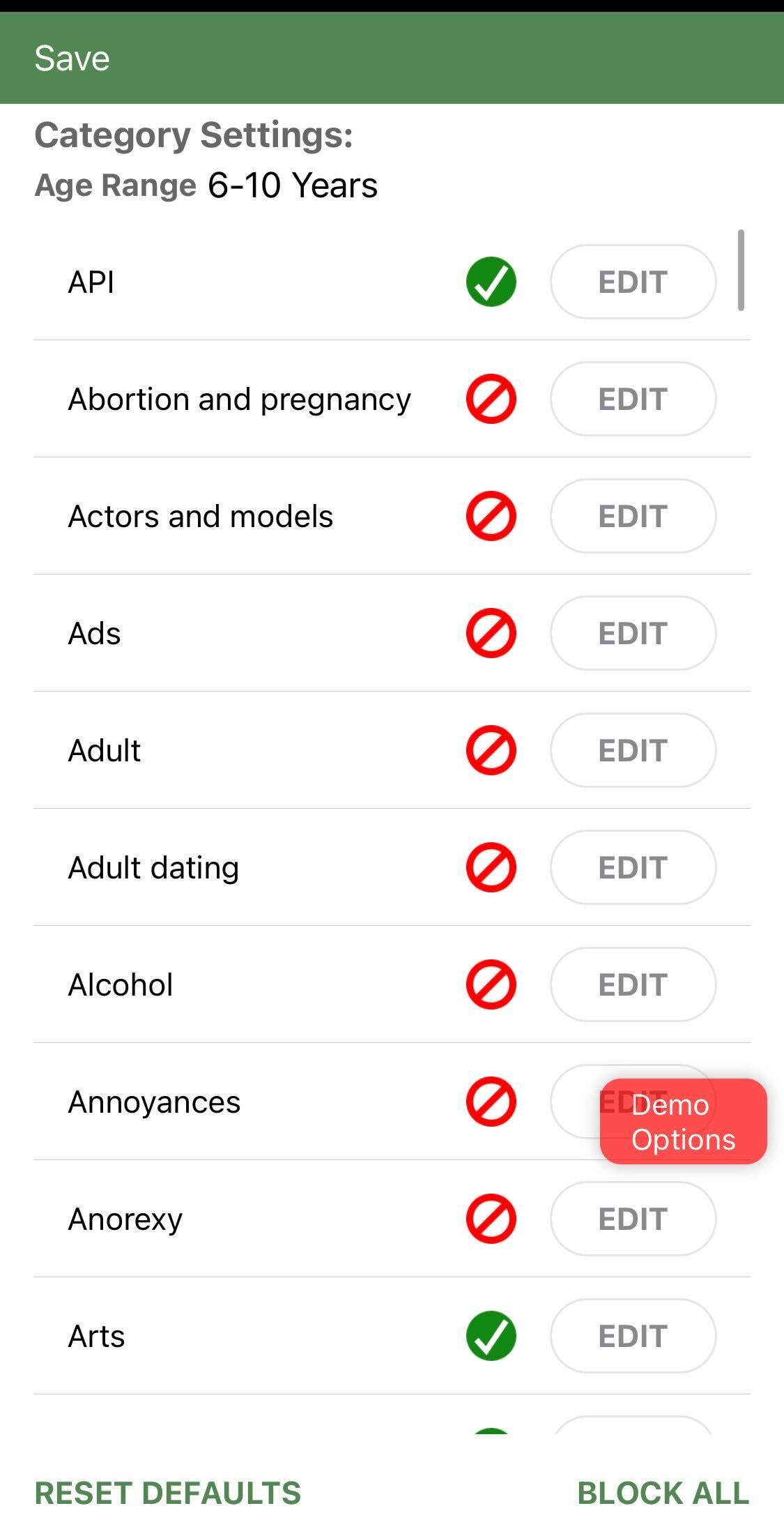 MMGuardian web filtering settings