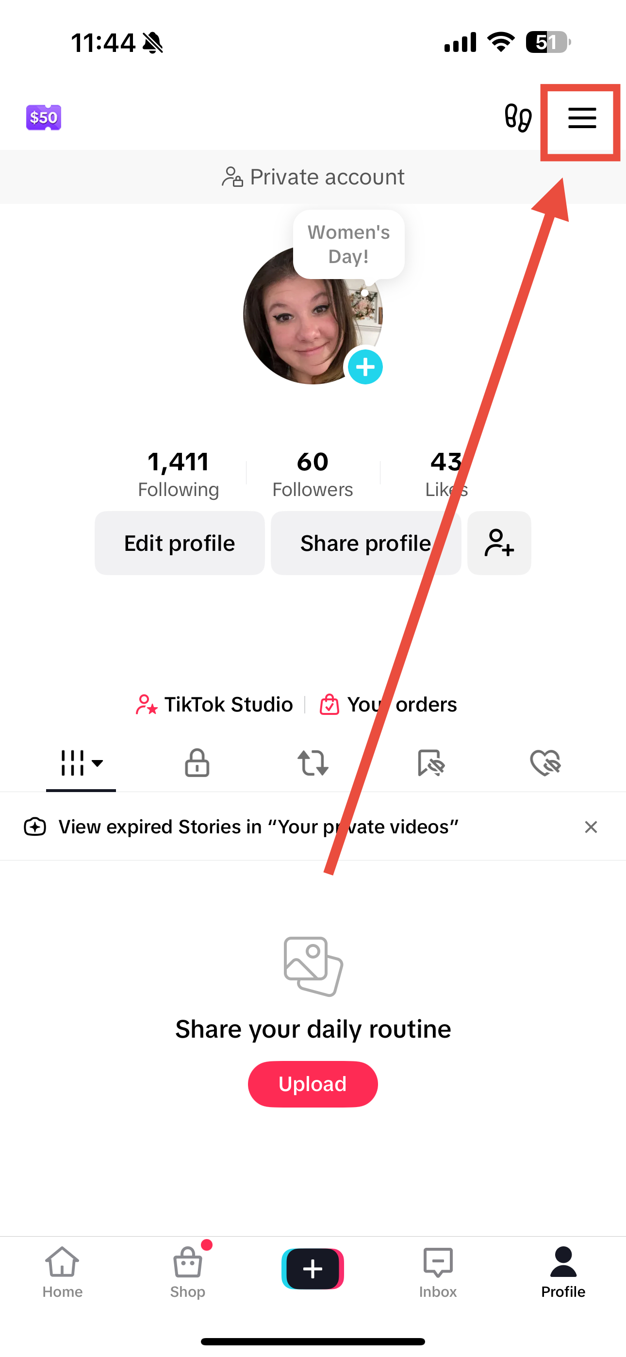 Delete TikTok on phone step 1