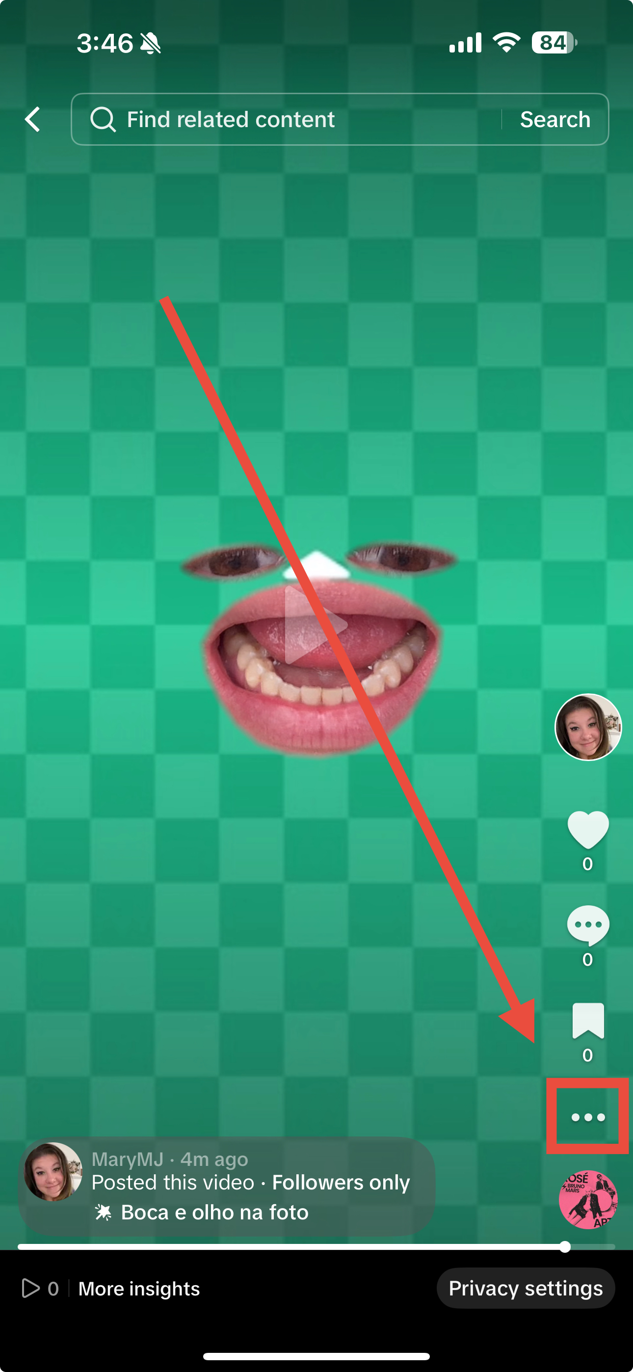 Delete TikTok video step 2