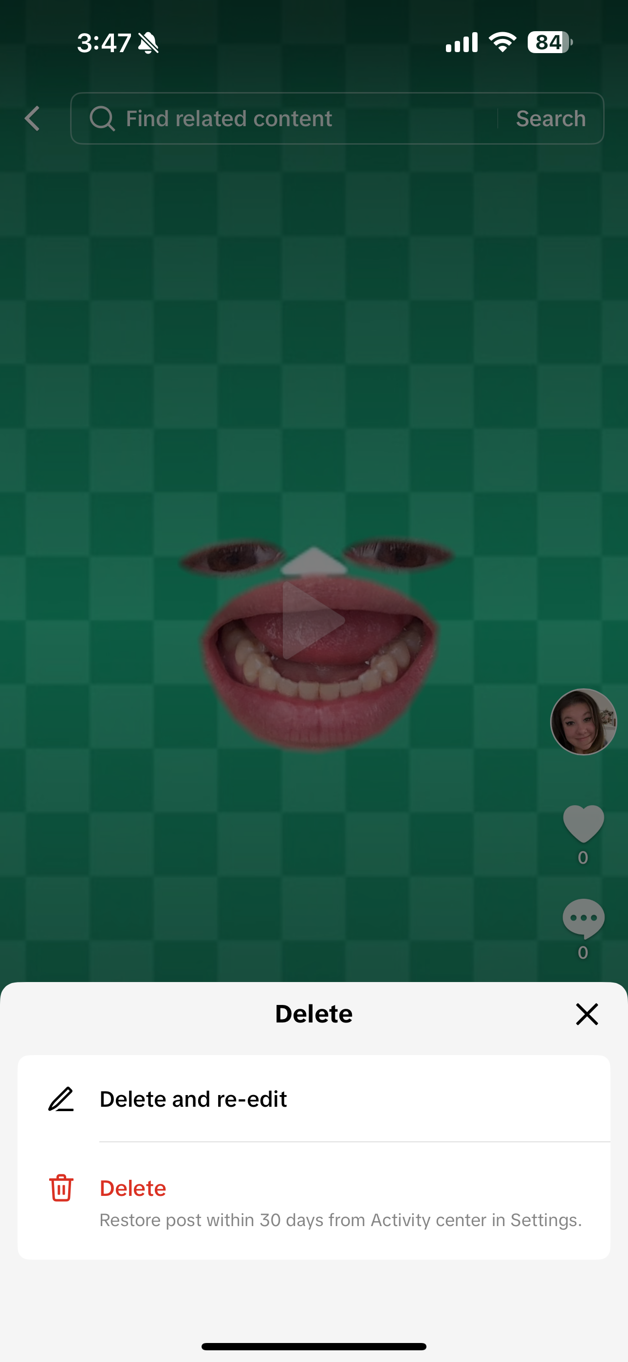 Delete TikTok video step 4