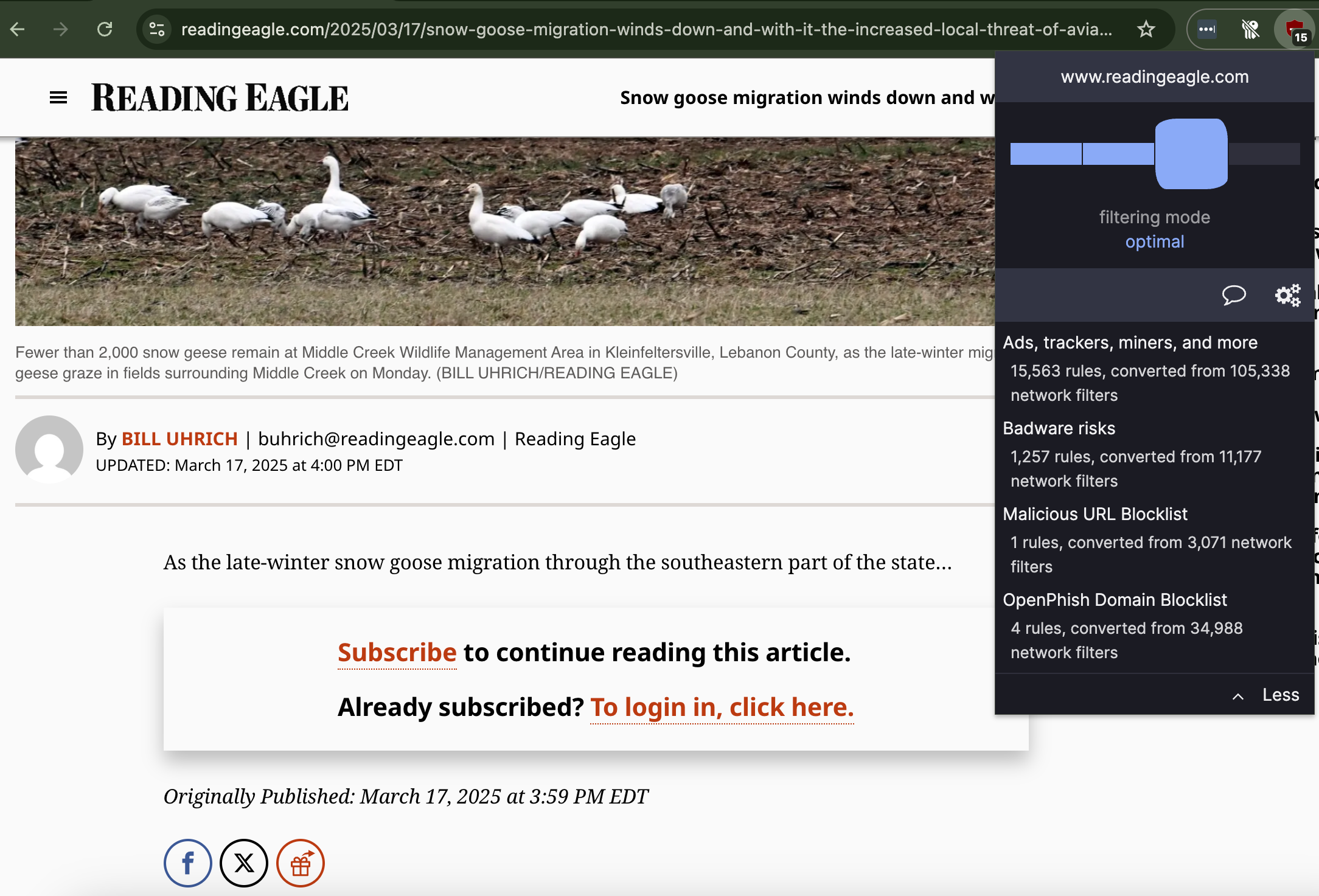 uBlock Origin Lite paywall test for All About Cookies review