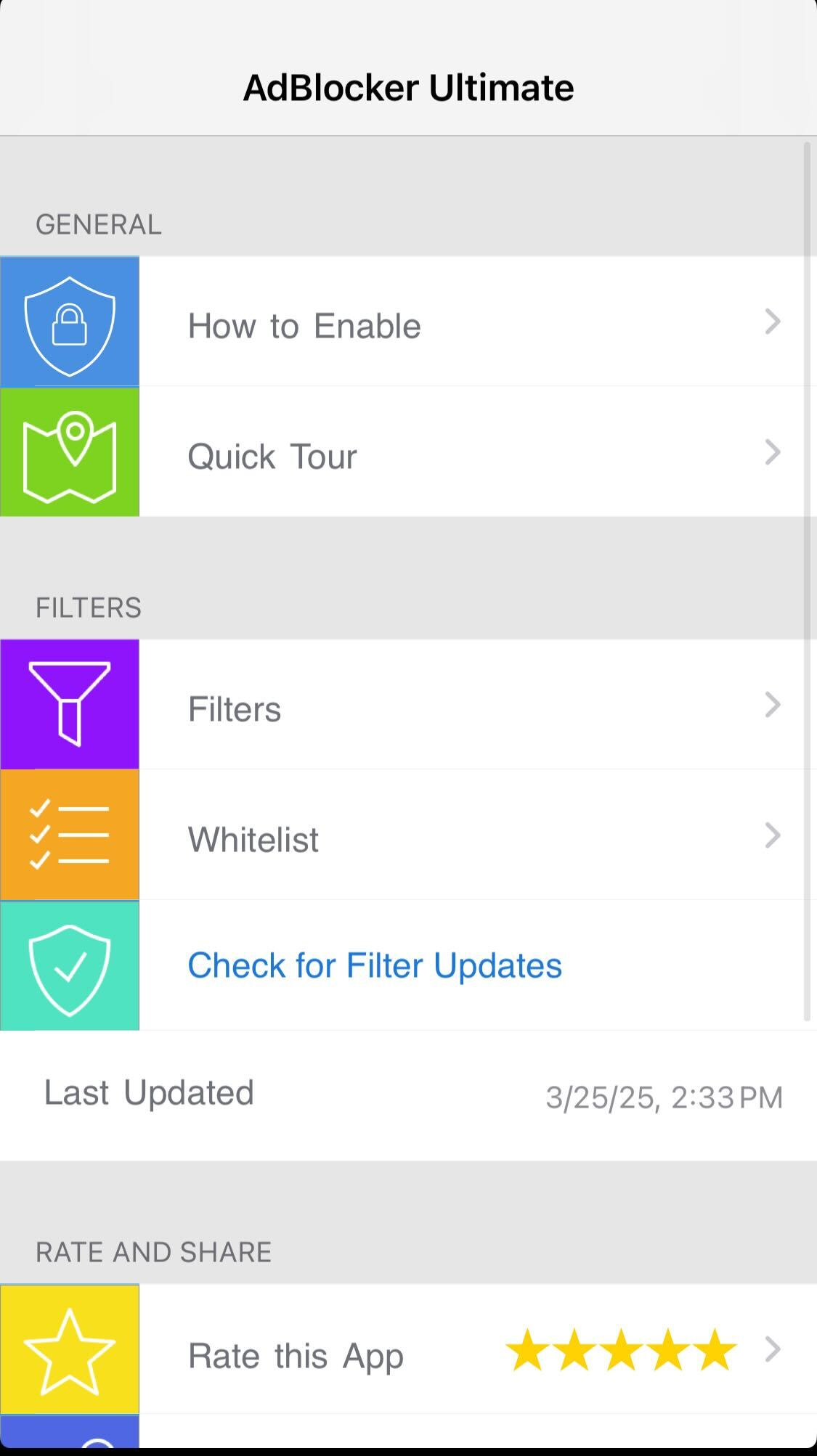 AdBlocker Ultimate mobile app dashboard