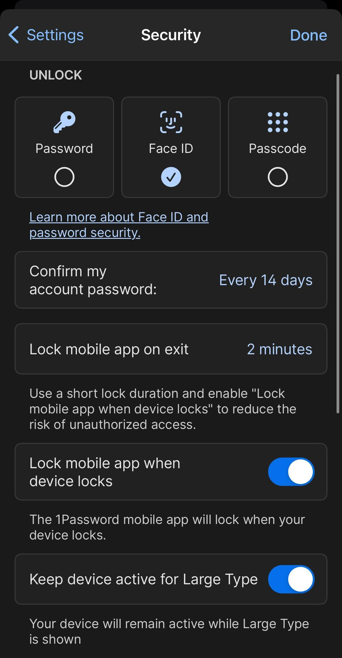 1Password security for iPhone