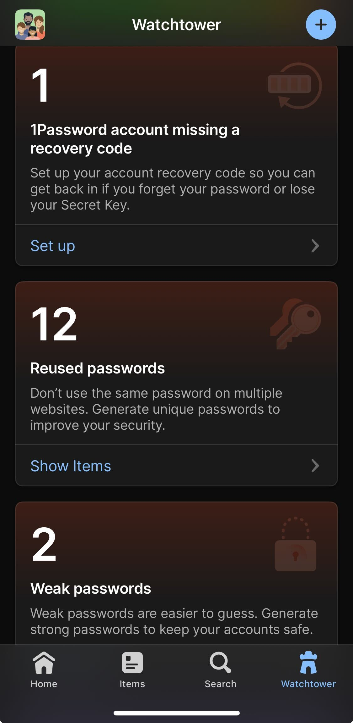 1Password Watchtower on iPhone