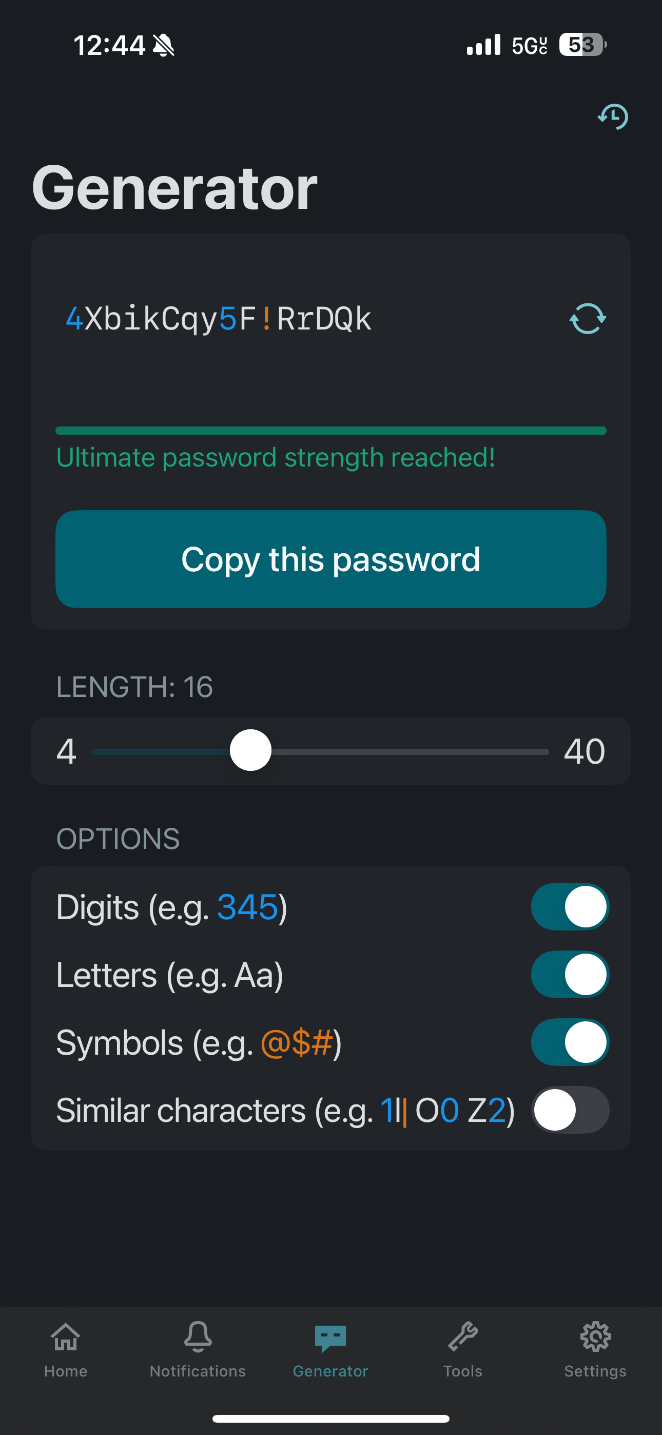 Dashlane password generator for iPhone