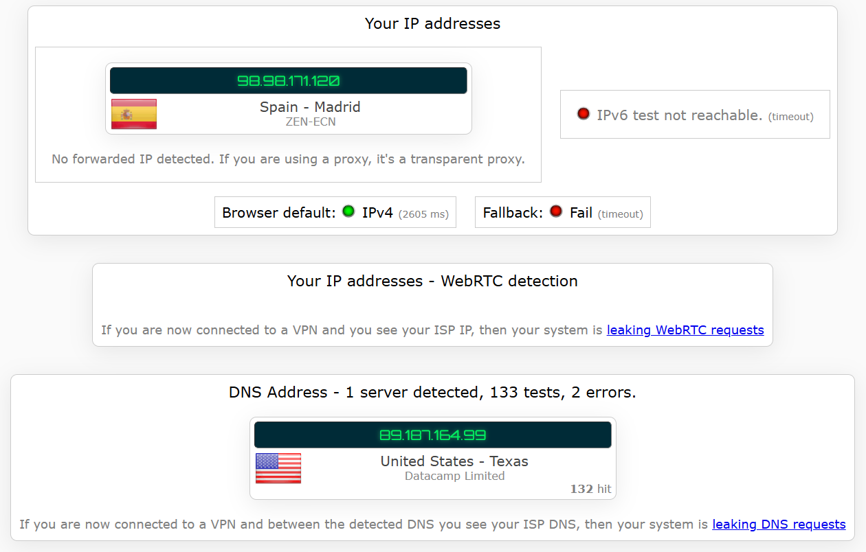 TunnelBear's kill switch test results (pass)