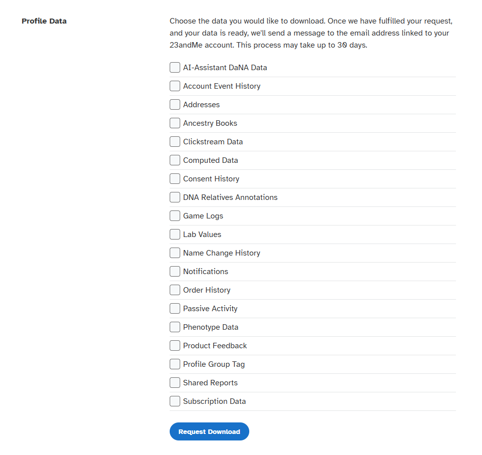 Download 23andMe profile data