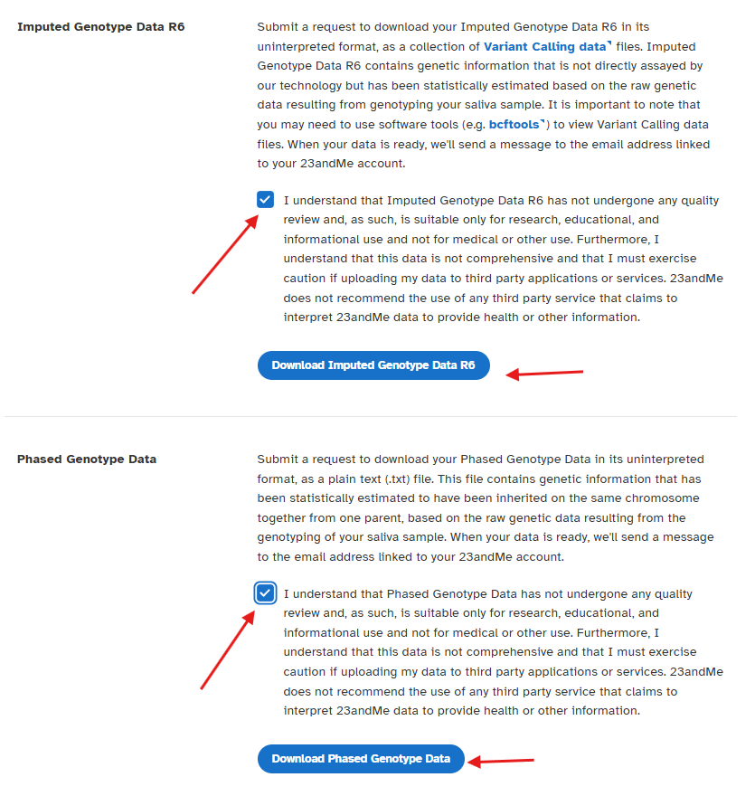 Download 23andMe genotype data