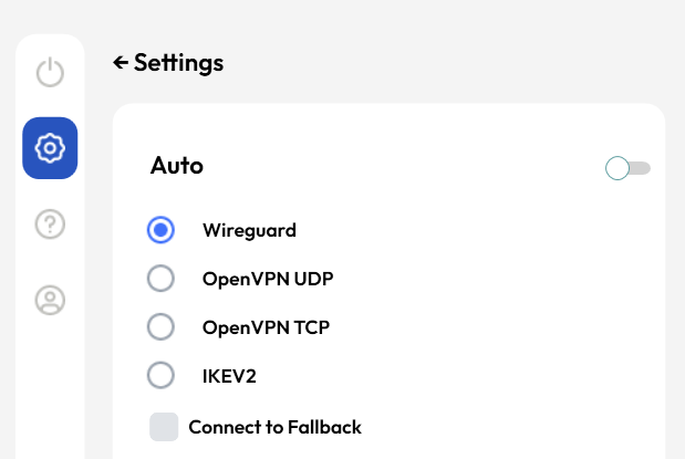 FastestVPN settings open on protocol tab