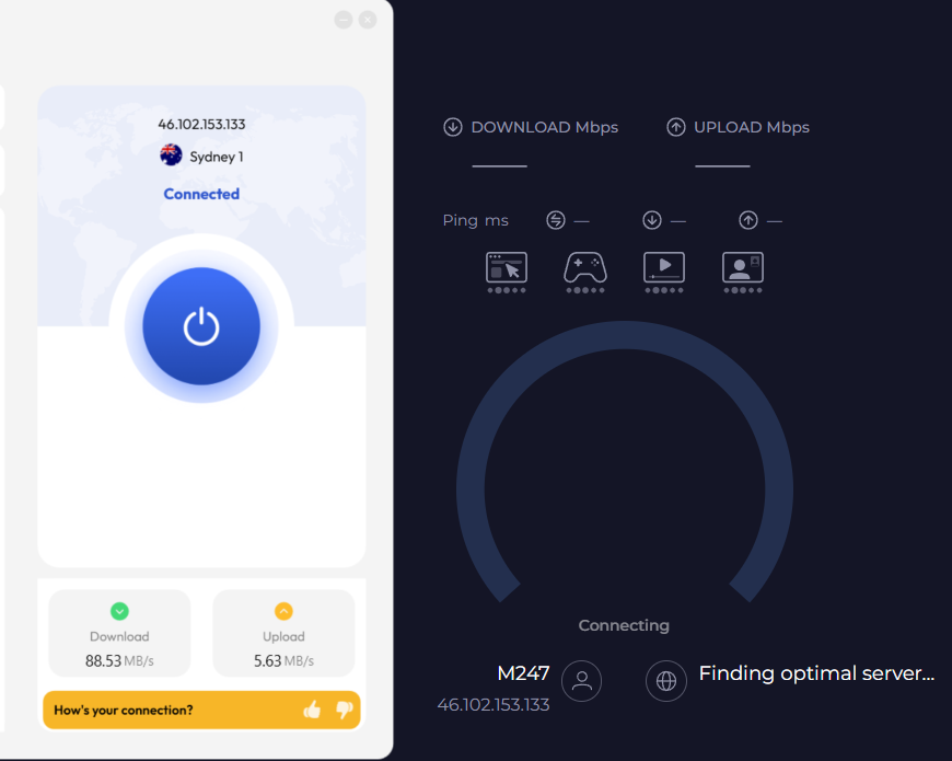 Speed test failing to load next to FastestVPN (connected to a Sydney server)