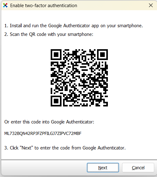 Sticky Password prompt to set up two-factor authentication
