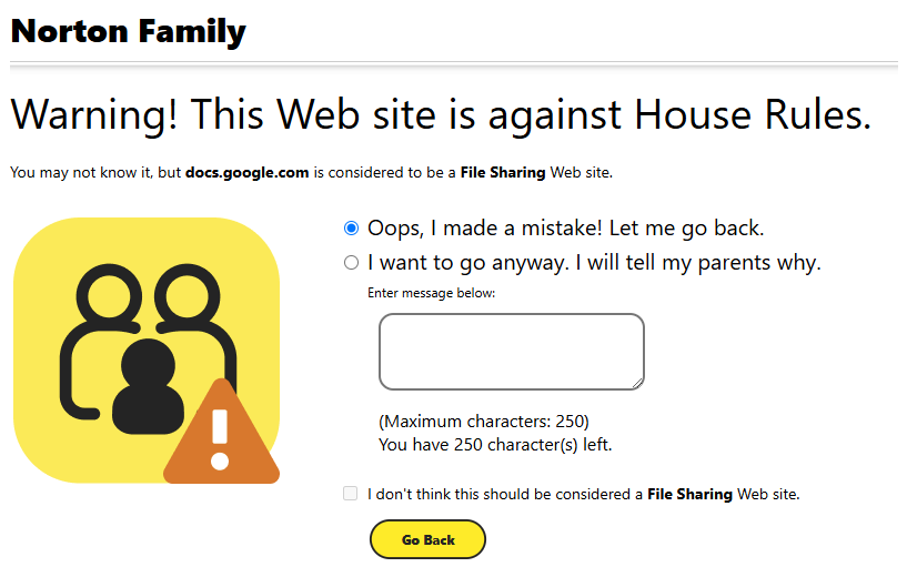 Norton Family real-time alerts