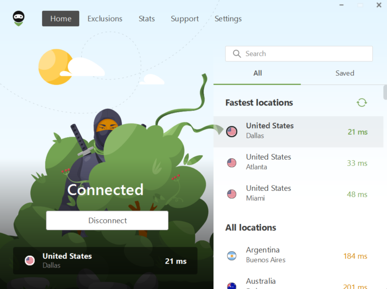 AdGuard VPN dashboard