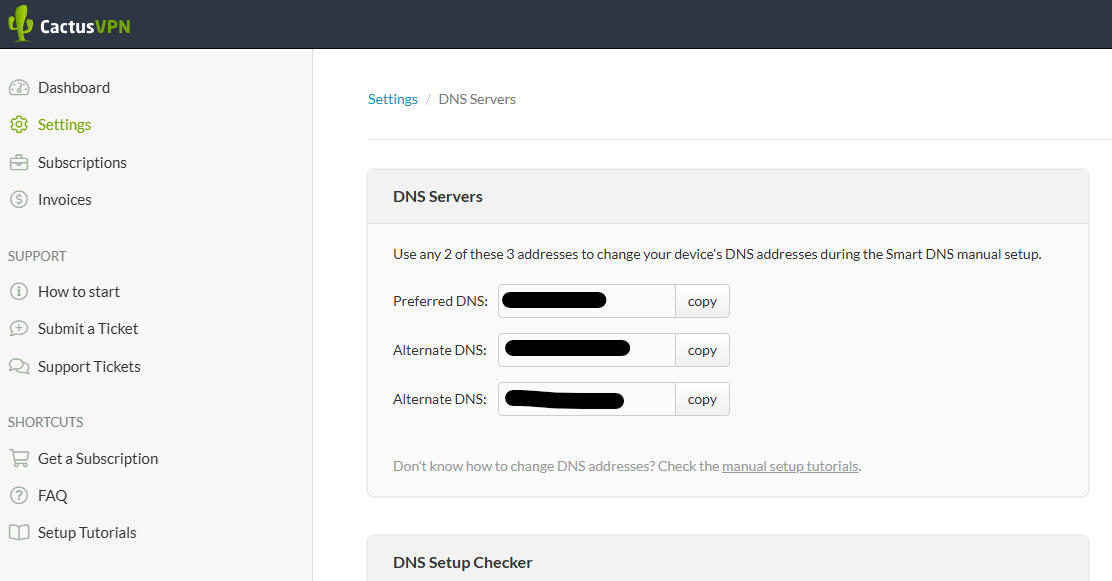 CactusVPN manual DNS servers setup
