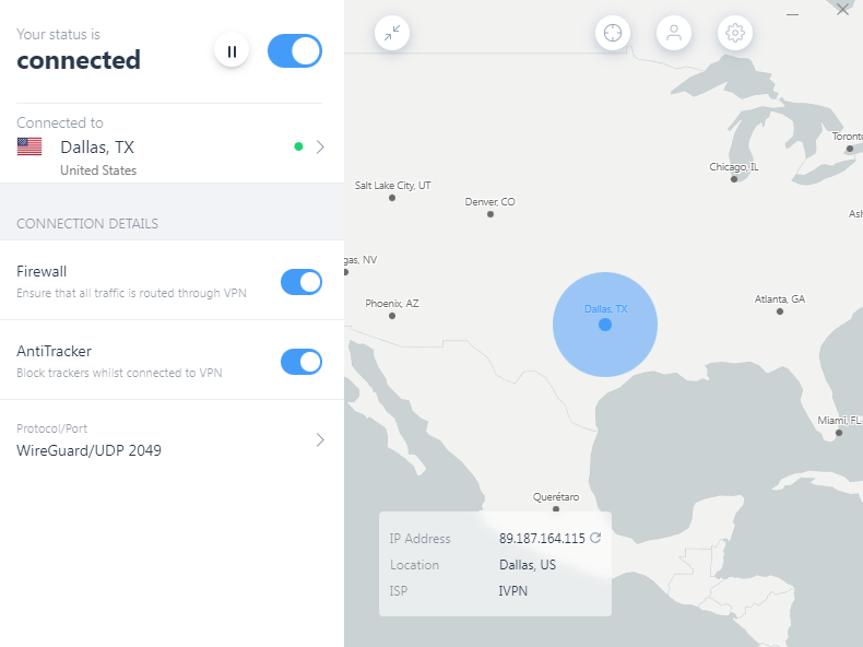 IVPN dashboard