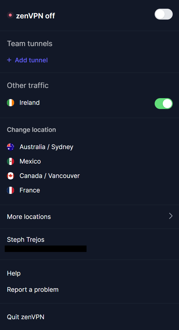 ZenVPN dashboard