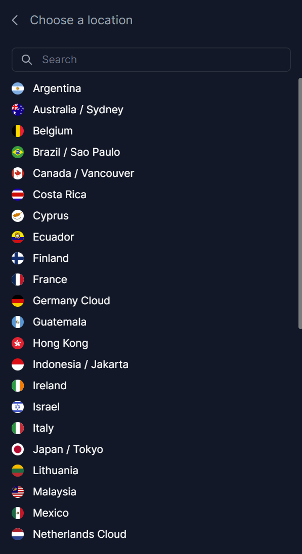 ZenVPN list of servers