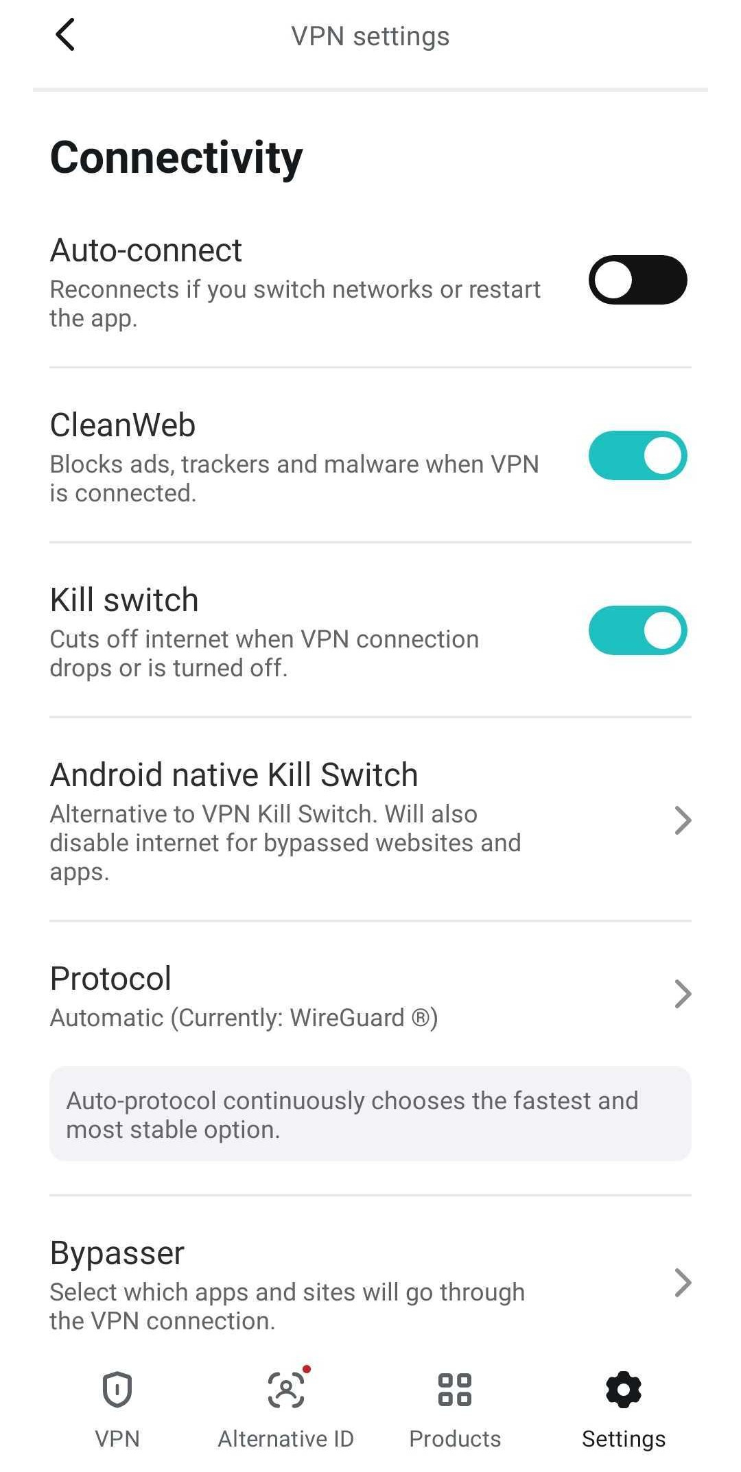 Surfshark offers a native kill switch for Android