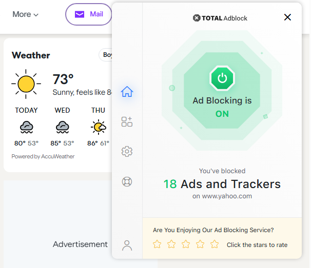 Total Adblock immediately starts blocking ads on Google Chrome