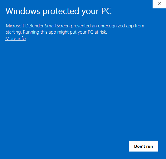 Microsoft Defender warning about potential malware