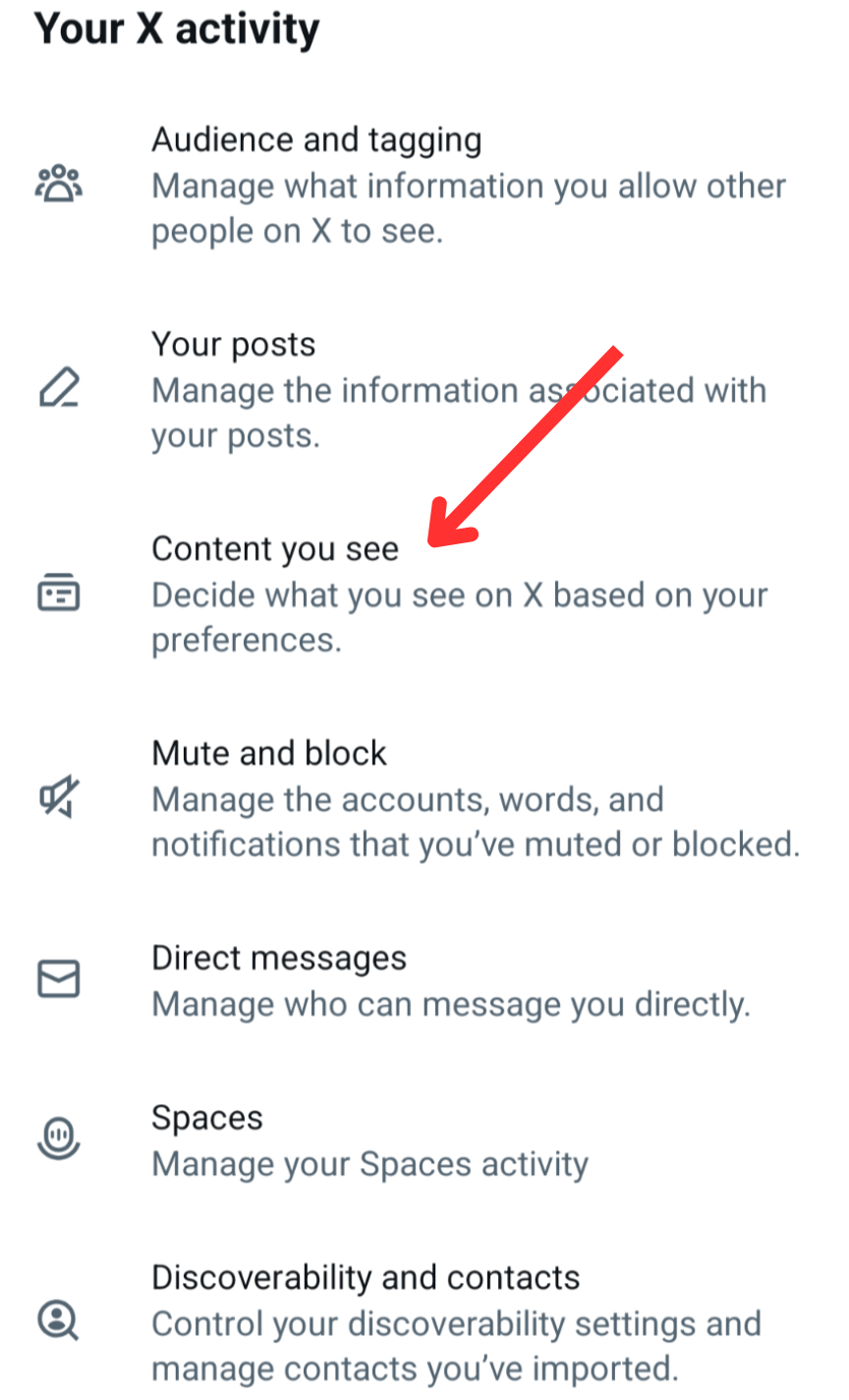 X privacy settings step 3