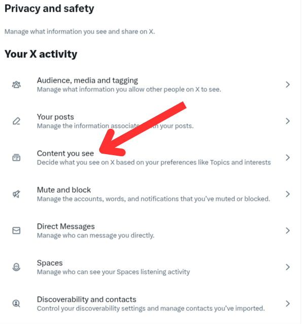 X privacy settings step 3 desktop