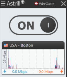 Astrill VPN dashboard