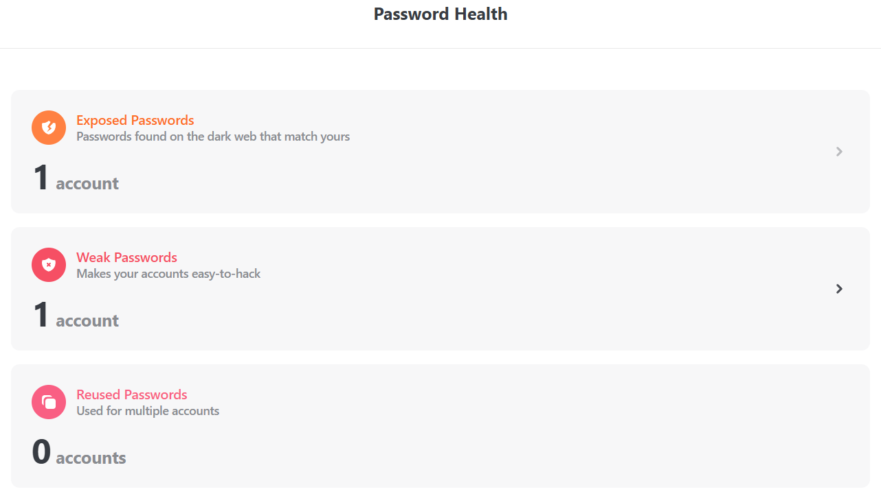 NordPass password health report.