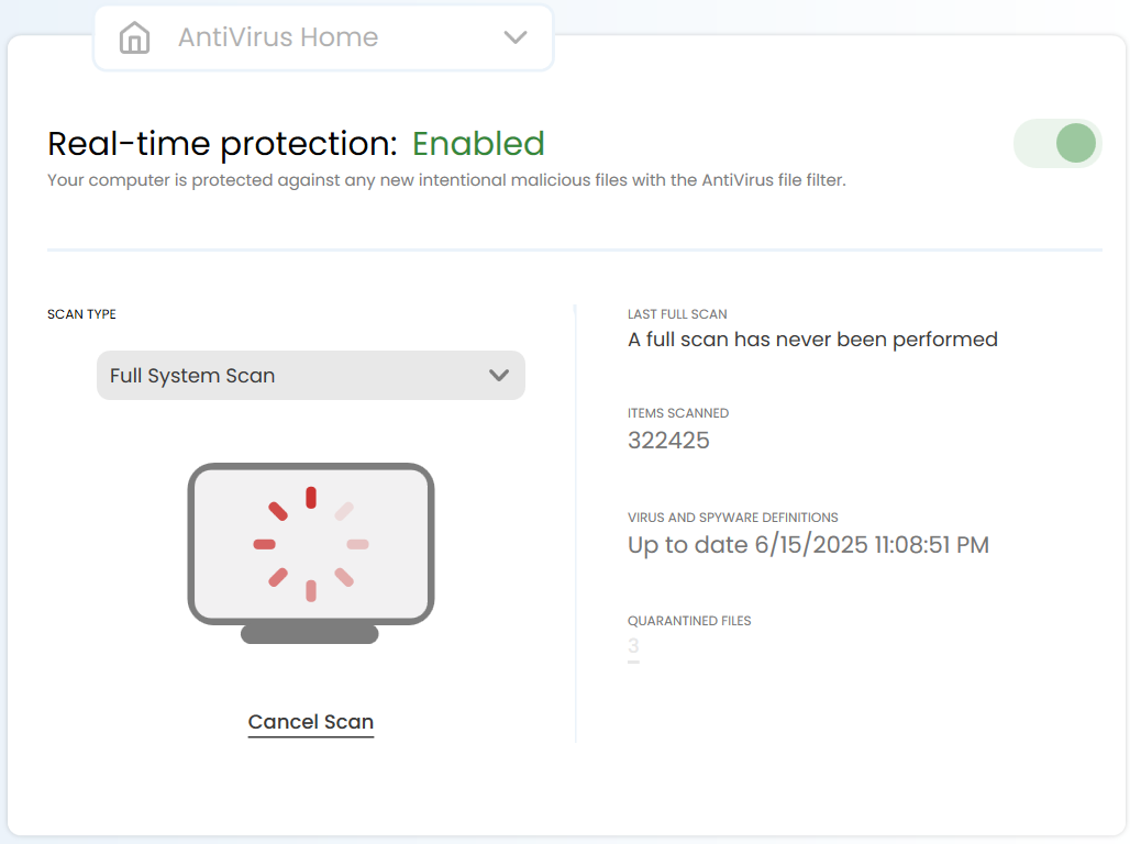 iolo antivirus full scan stuck at 322,425 files.