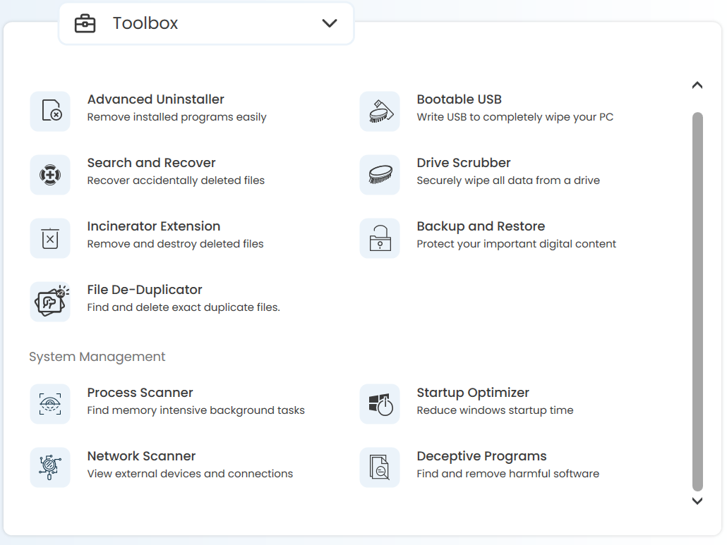 iolo System Mechanic Ultimate Defense open on toolbox tab