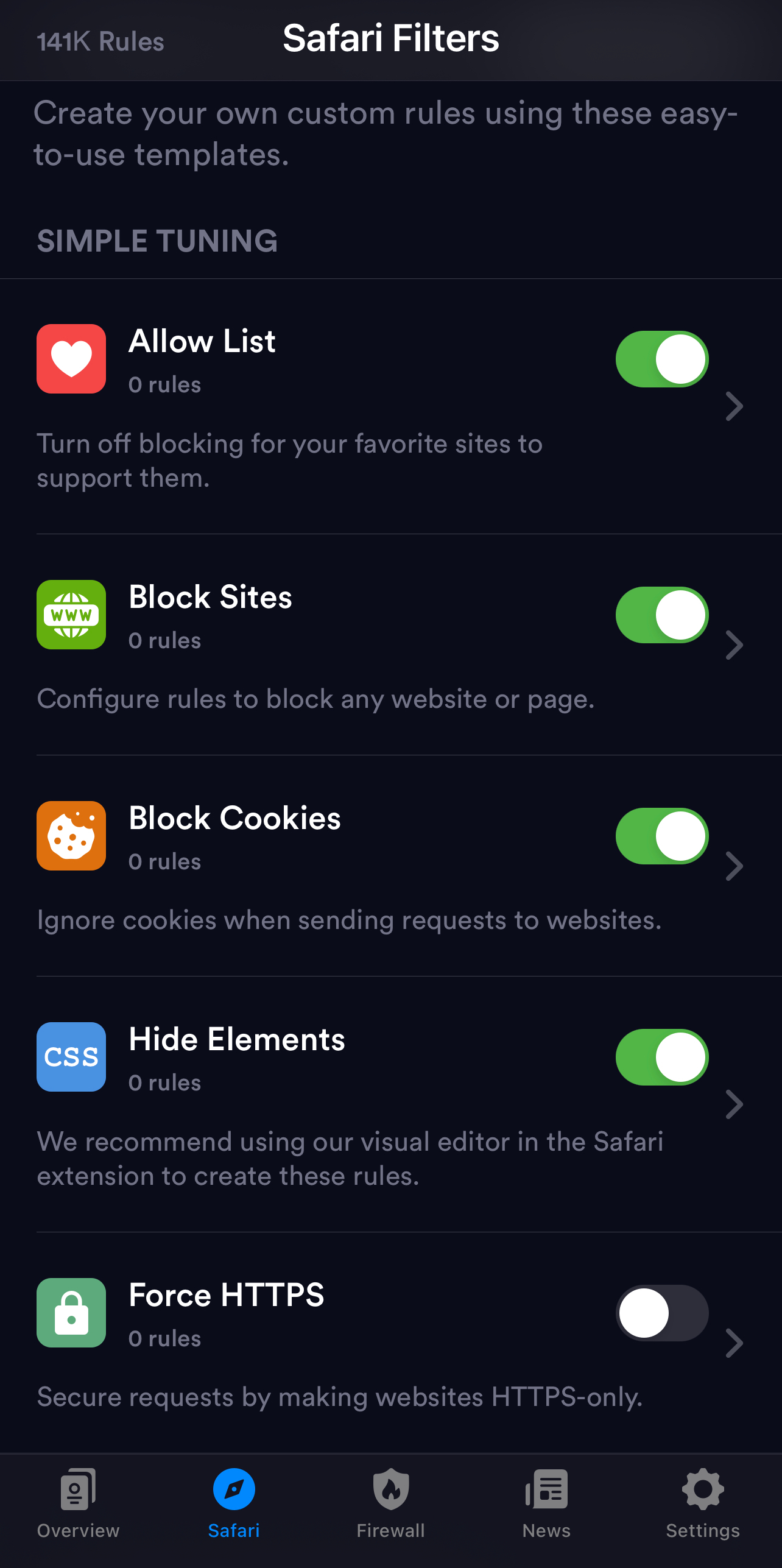 1Blocker Safari filters