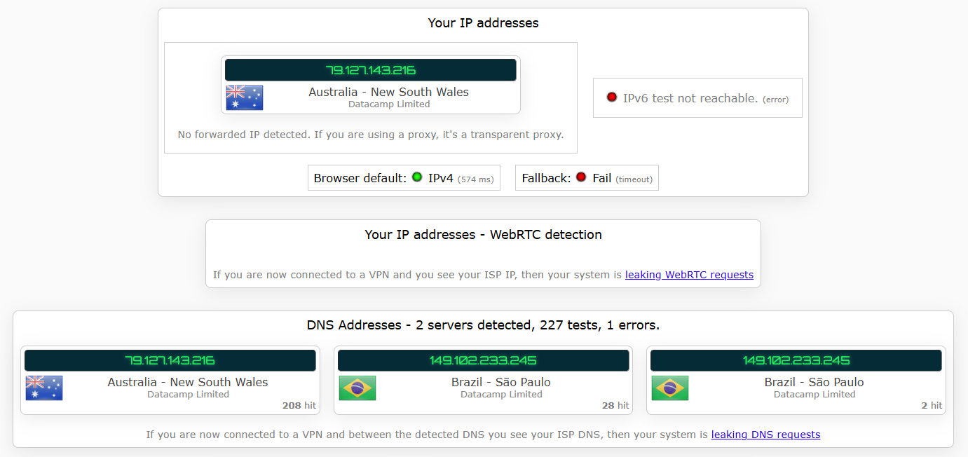 Norton Secure VPN's kill switch test results (pass). 