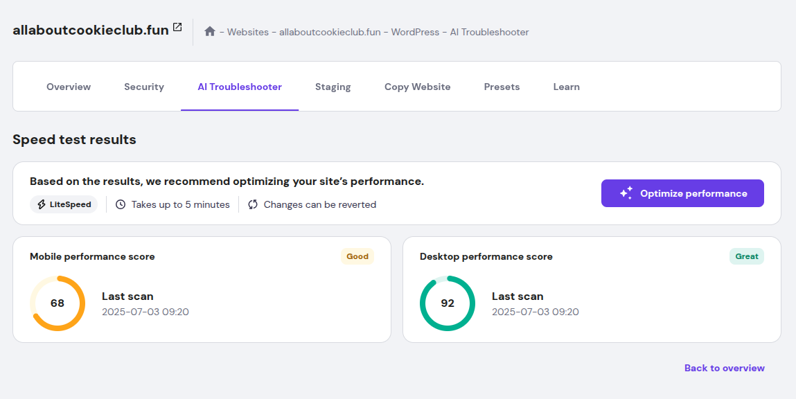Hostinger web host AI troubleshooter