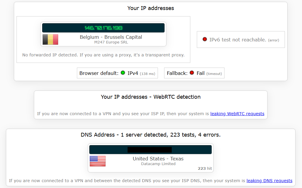 Hotspot Shield's kill switch test results (fail)