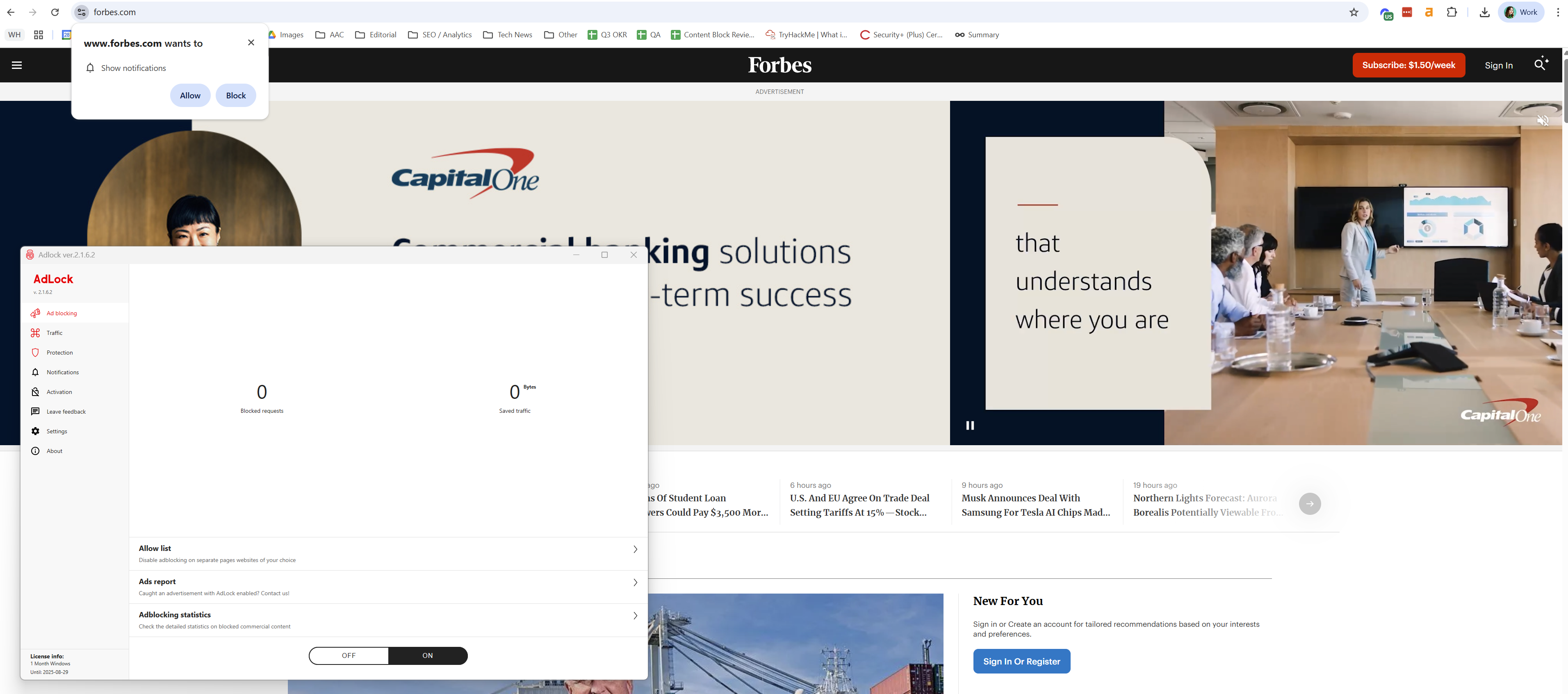 AdLock desktop app not blocking ads on Forbes