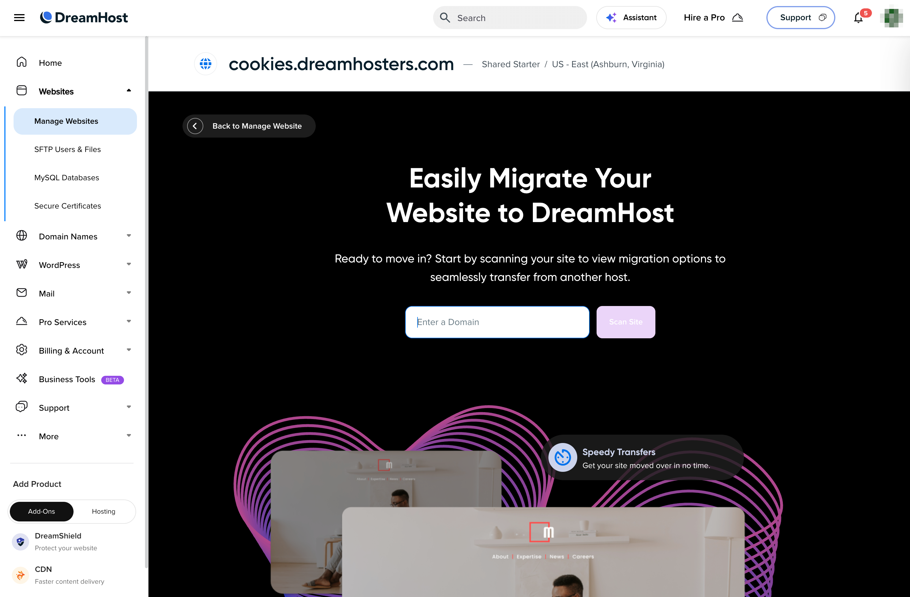 DreamHost WordPress migration 
