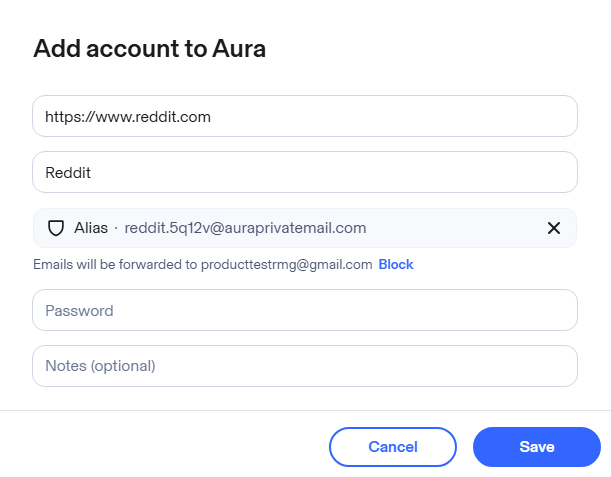 Aura email alias generates a new email address for All About Cookies Reddit  