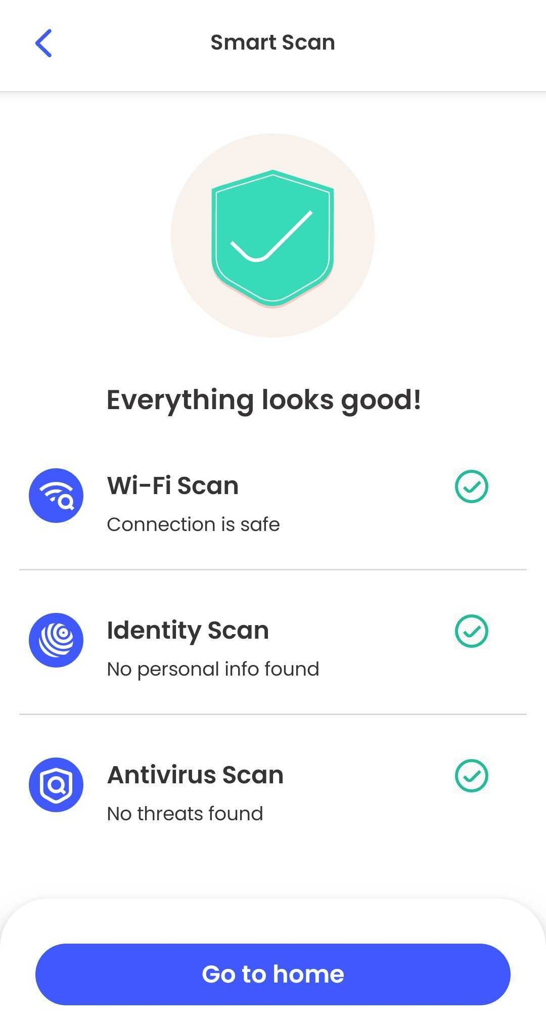 McAfee Smart Scan Results On Mobile