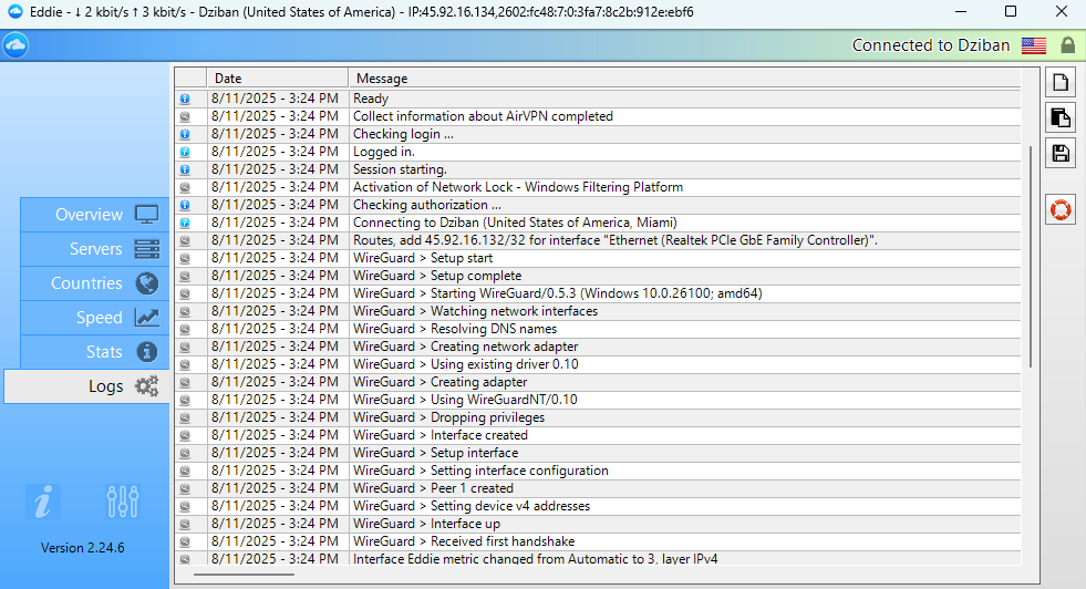 AirVPN logs