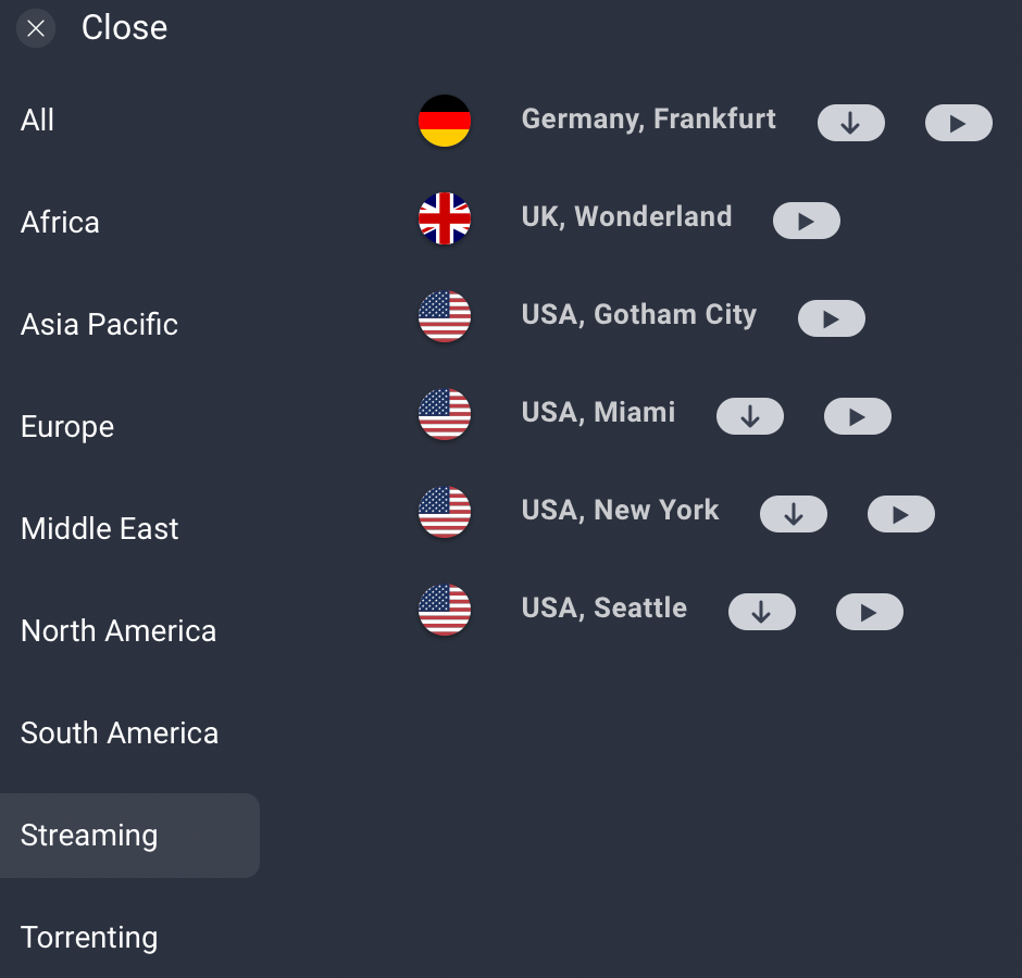 AVG Secure VPN list of streaming servers
