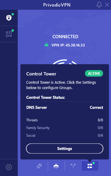 PrivadoVPN Control Tower