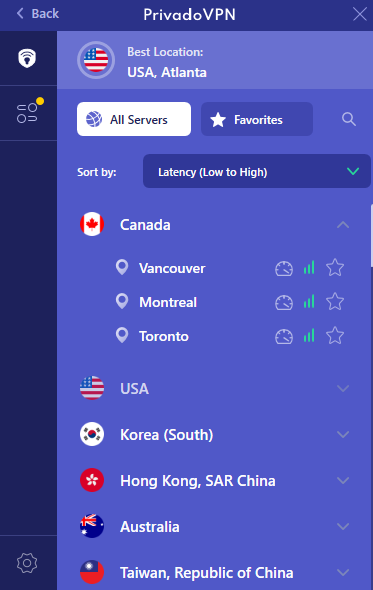 PrivadoVPN server network